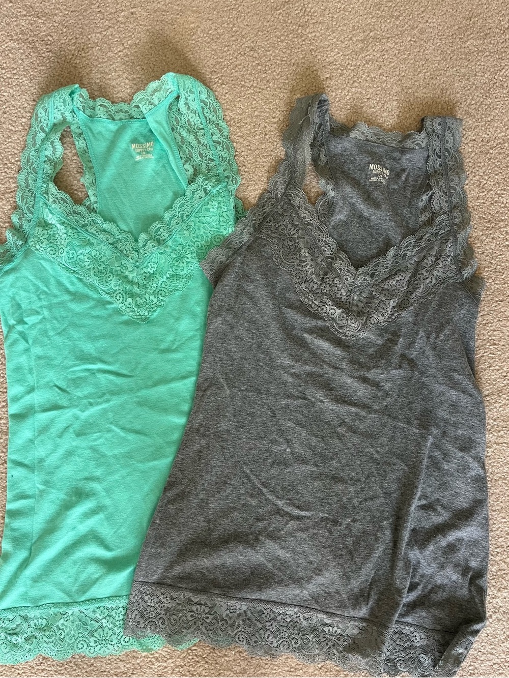Mossimo Supply Co. Lace-Trim Camisoles in Mint Green & Gray